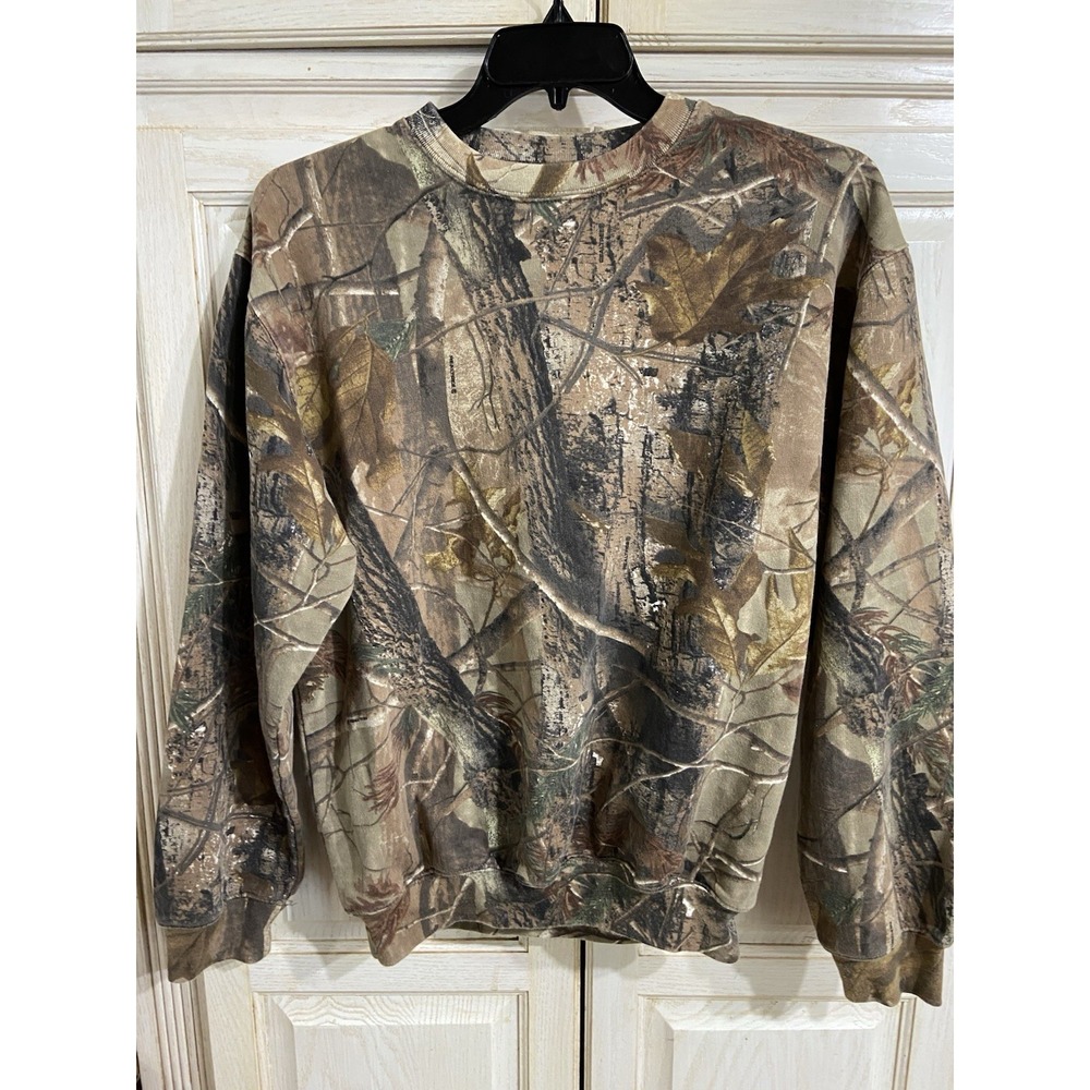 Vintage Liberty Sweatshirt Men's Sz Medium RealTree Camo Pullover Crewneck Y2K